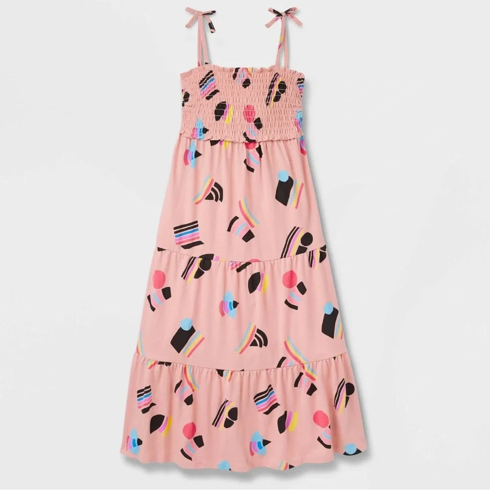 NWT Target Pride Kids' Sleeveless Abstract Rainbow A-Line Dress - Pink M